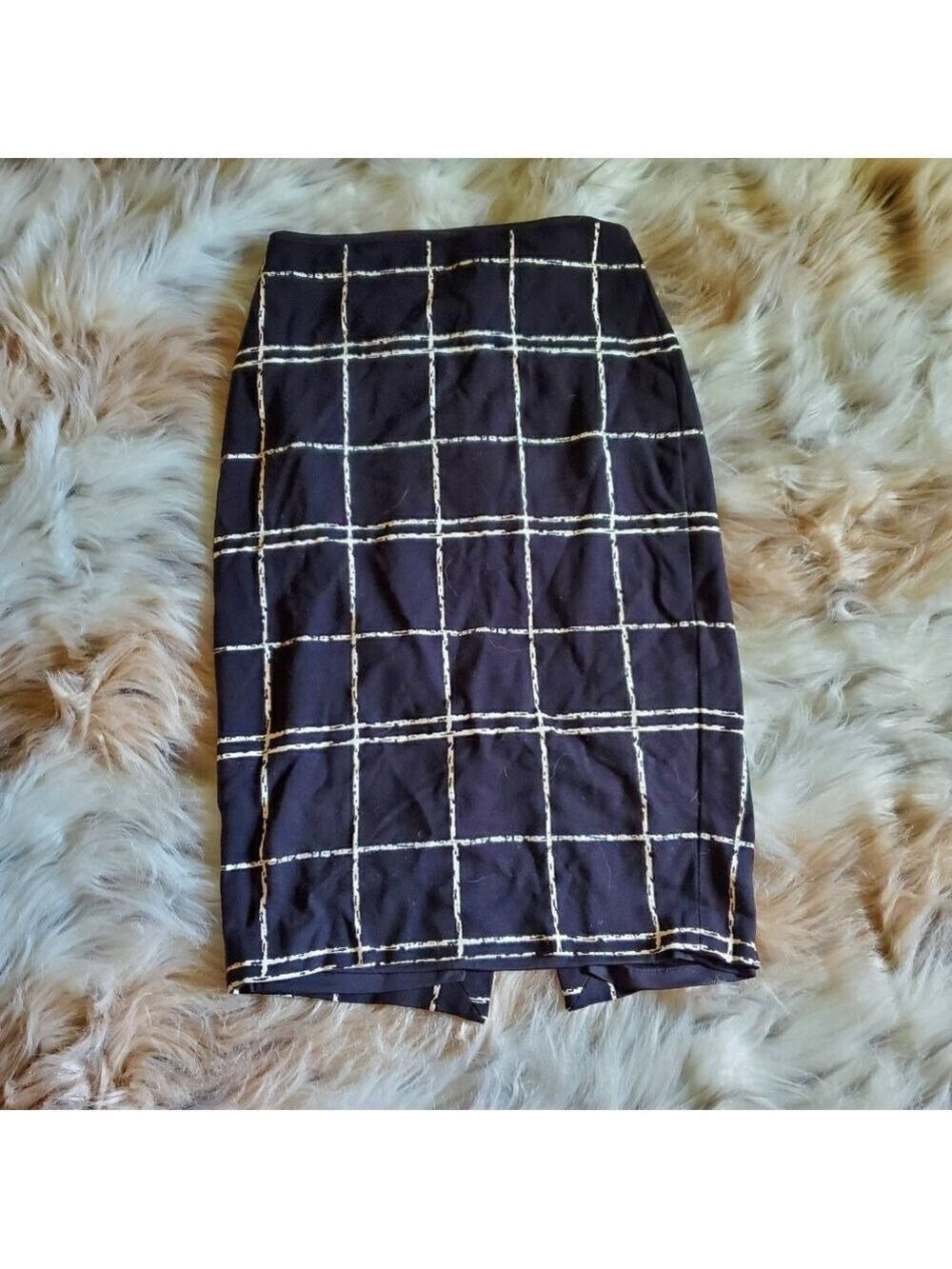 Express Black White Square Print Pencil Skirt